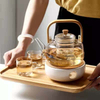 Beam Lifting Glass Teapot Pot with Wood Handle