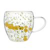 High Borosilicate Glass Double Wall Cups With Lemon Decor Fillings