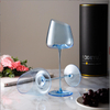 Luxury Handmade Crystal Goblet Glass Blue Colored Slanted Wine Glassware