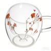 Double Layer Insulated Dried Flowers Inside Glass Coffee Mug