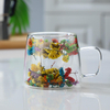 Double Wall Glass Mugs With Real Flowers Filling 