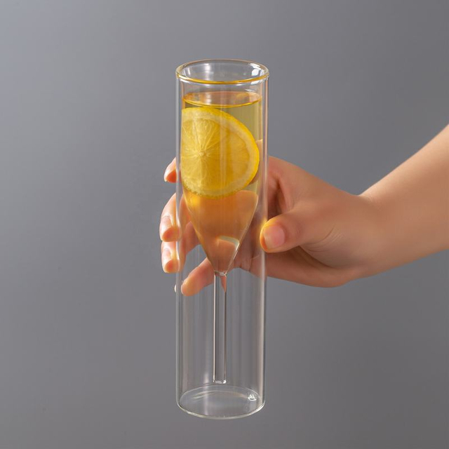 Eco-friendly Creative Hand-blown Double Wall Champagne Glass Cups