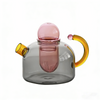 Creative Color Contrasting High Borosilicate Glass Teapot with Teacup Set