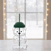 Cute Teddy Bear Shaped Glass Cup With Lid And Straw