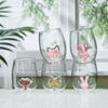Borosilicate Glass Cup With Rabbit Sun Bowknot 3D Pattern Egg Shape Cup 