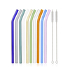 Handmade Reusable Bent Curved Colored Glass Drinking Straws