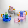 Creative Color Contrasting High Borosilicate Glass Teapot with Teacup Set