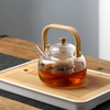 Beam Lifting Glass Teapot Pot with Wood Handle