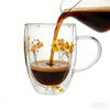 Double Wall Glass Coffee Cups With Filling Dried Flowers