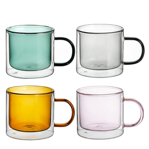 Colored Double Wall High Borosilicate Glass Mug