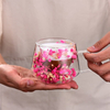 Dry Flowers Double Wall Heat Resistant Borosilicate Glass Mug