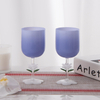 Blue Color Jade Glass Flower Stem Wine Goblet Glass Cup