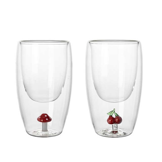 3D Pattern Festival Gifts High Borosilicate Glass Double Wall Glass Cup