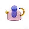 Creative Color Contrasting High Borosilicate Glass Teapot with Teacup Set
