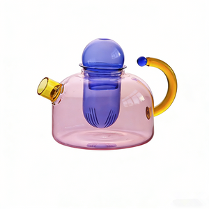 Creative Color Contrasting High Borosilicate Glass Teapot with Teacup Set