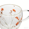Double Layer Insulated Dried Flowers Inside Glass Coffee Mug