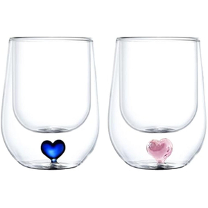 Double Wall Glass Coffee Cup With Love Heart Inside