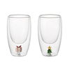 3D Pattern Festival Gifts High Borosilicate Glass Double Wall Glass Cup