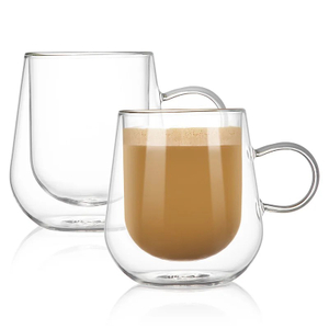 Clear Borosilicate Glass Mugs for Cappuccino Tea Latte Espresso