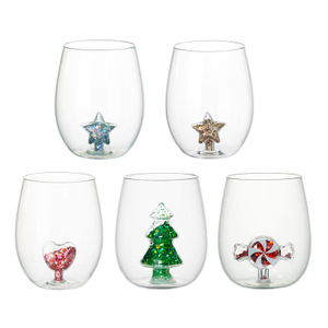 Borosilicate Glass Cup With Rabbit Sun Bowknot 3D Pattern Egg Shape Cup 