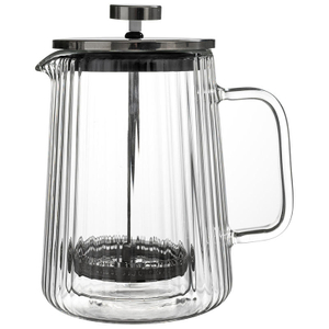 Vertical Stripe Double Wall Coffee Maker French Press With Handle