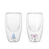 3D Pattern Festival Gifts High Borosilicate Glass Double Wall Glass Cup