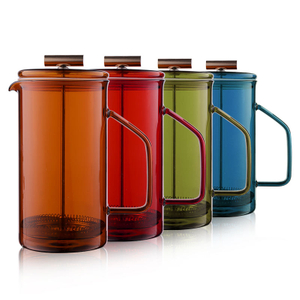 Colored Glass French Press Coffee Maker with Stainless Steel 304 Filter