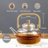 Beam Lifting Glass Teapot Pot with Wood Handle