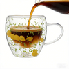 High Borosilicate Glass Double Wall Cups With Lemon Decor Fillings