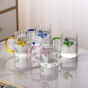 Butterfly Decor Glass Mug With Pink Handle Glass Cup For Hot/Cold Drinks