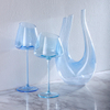 Luxury Handmade Crystal Goblet Glass Blue Colored Slanted Wine Glassware