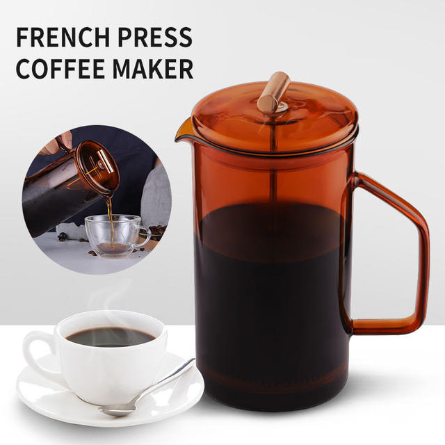 Colored Glass French Press Coffee Maker with Stainless Steel 304 Filter