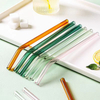 Handmade Reusable Bent Curved Colored Glass Drinking Straws