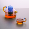 Creative Color Contrasting High Borosilicate Glass Teapot with Teacup Set