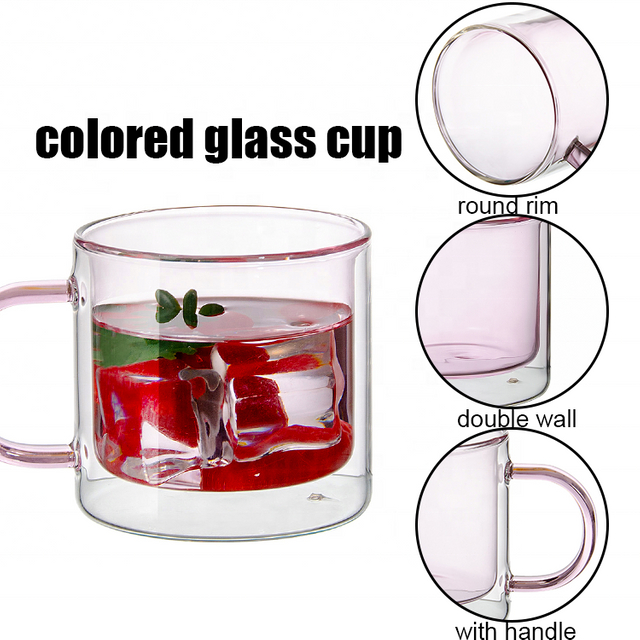 Colored Double Wall High Borosilicate Glass Mug