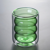 Hand Blown Wave Shaped Double Wall Colored Solid Design Glass Cup