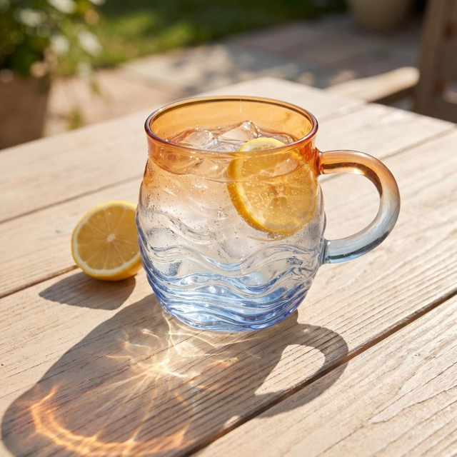 Cross-Border High Borosilicate Heat-Resistant 390ml Handblown Coffee Mug