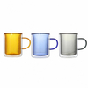 Custom Logo Colored Insulated Double Wall Coffee Glass Mug with Handle