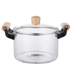 High Borosilicate Wooden Handle Household Heated Glass Soup Pot
