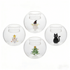 Hand Blown Borosilicate Glass Ball Candlestick with Inner 3D Decoration