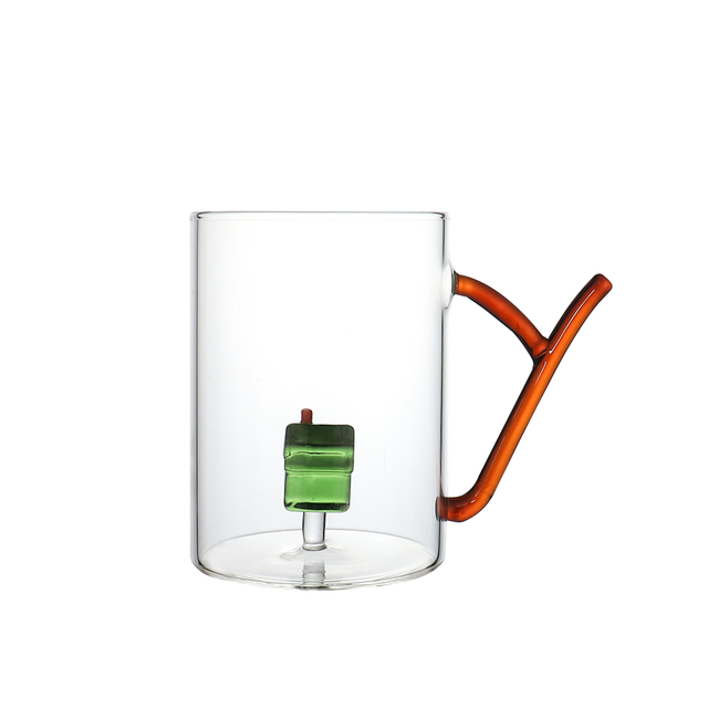 Single Wall Cute 3D House Design Inside Borosilicate Glass Mug
