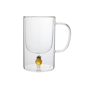Customized 3D Fruit Borosilicate Double Wall Glass Mug for Coffee