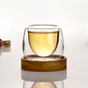 Double Wall 60ml Heat-resistant Kung Fu Tea Cups With Bamboo Plate