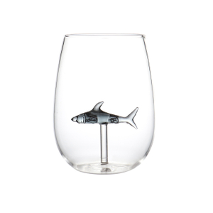 Cartoon Creative Funny 3D Shark View Glass Beverage Juice Cup