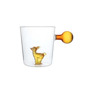 Custom Cute 3D Animal Glass Mug with Ball Shaped Handle