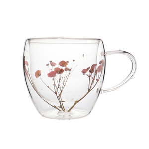 250ml Handmade High Borosilicate Double Wall Glass Cup Dry Flower