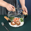 High Borosilicate Wooden Handle Household Heated Glass Soup Pot