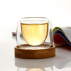 Double Wall 60ml Heat-resistant Kung Fu Tea Cups With Bamboo Plate