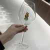 Hand Blown 3D Rose Flower Inside Red Wine Glasses Goblet Cup