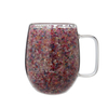 Customized Double Wall Glass Cups with Crystals Fillings Sparkling Diamond